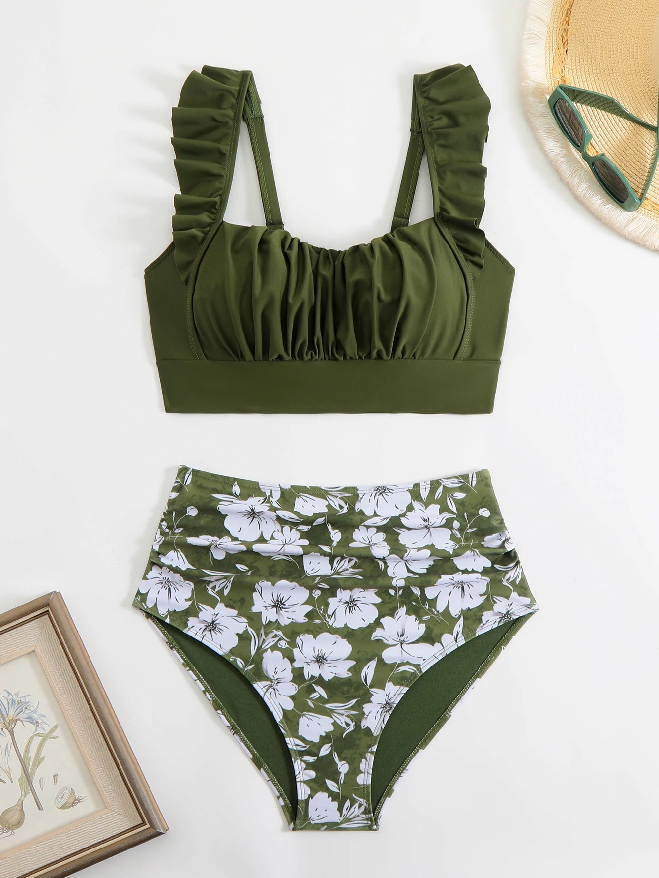 Pretty Little Floral Bikini Set – Frill, Padded, Wire-Free Swimwear for Women