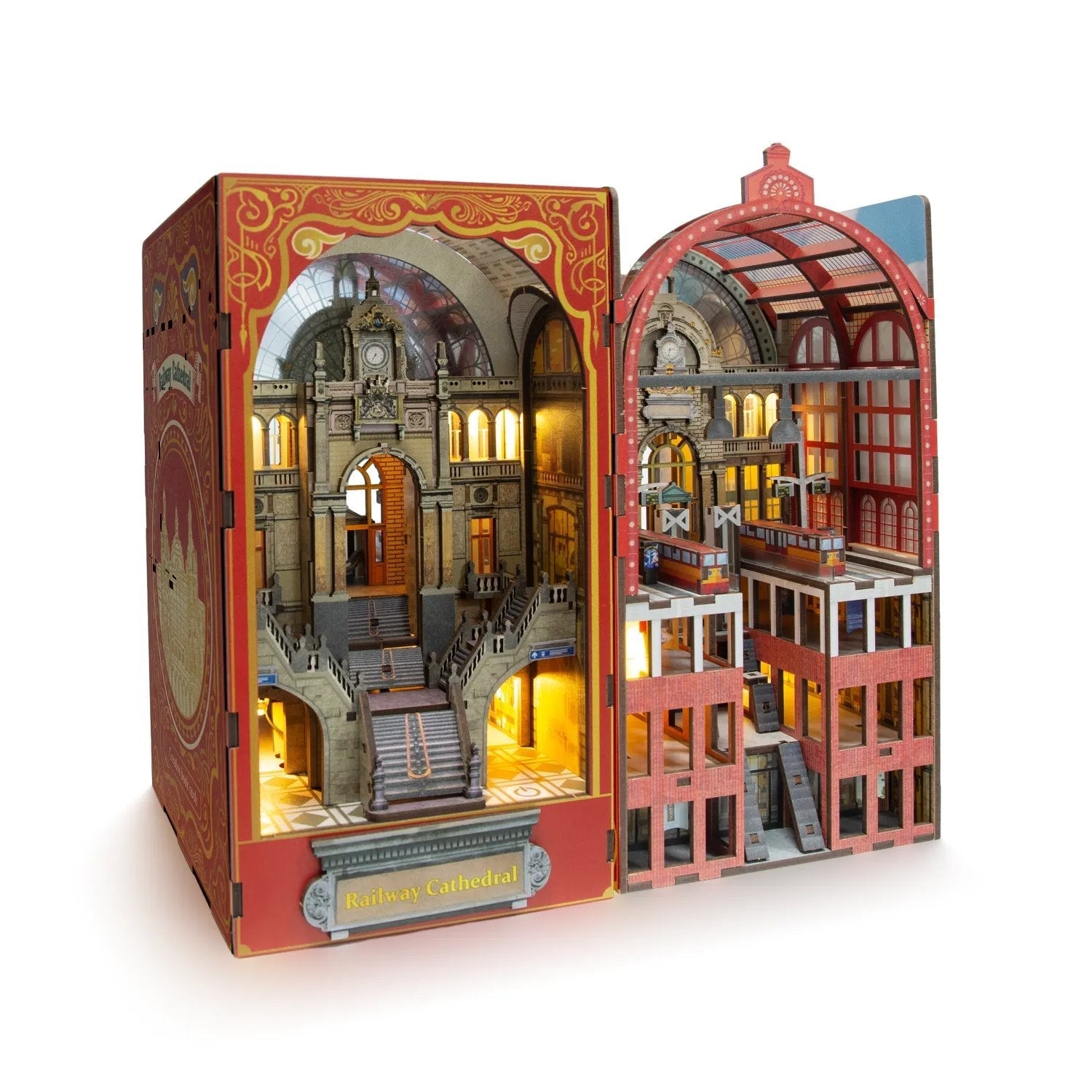 Railway Cathedral | DIY Book Nook Kit | Bookend in Double Scenes