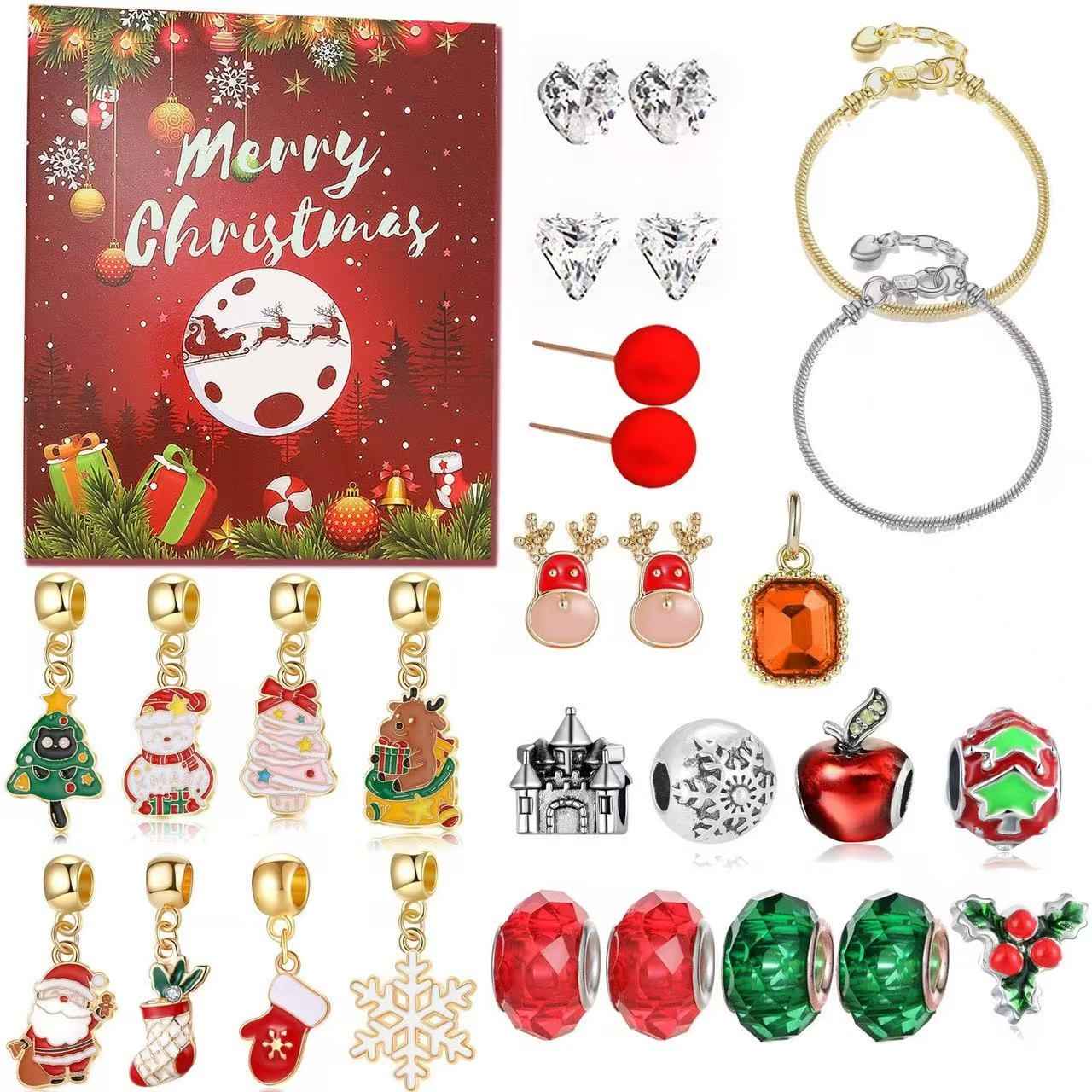 Red Christmas Advent Calendar DIY Jewelry Set | 24 Days Countdown
