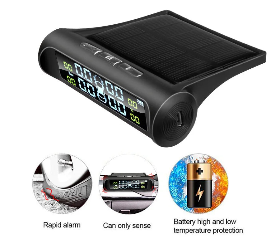 Wireless Smart LCD Display Tire Pressure Monitoring System for Cars with 4 Sensors