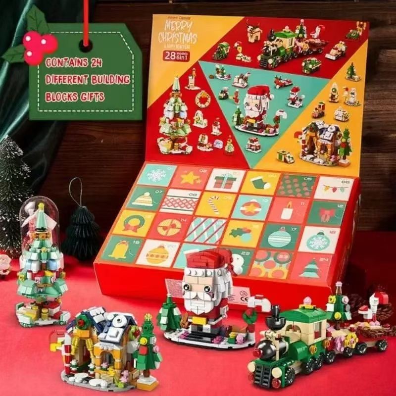 Santa and Train Christmas Countdown Advent Calendar Building Blocks Set | 1123 PCS
