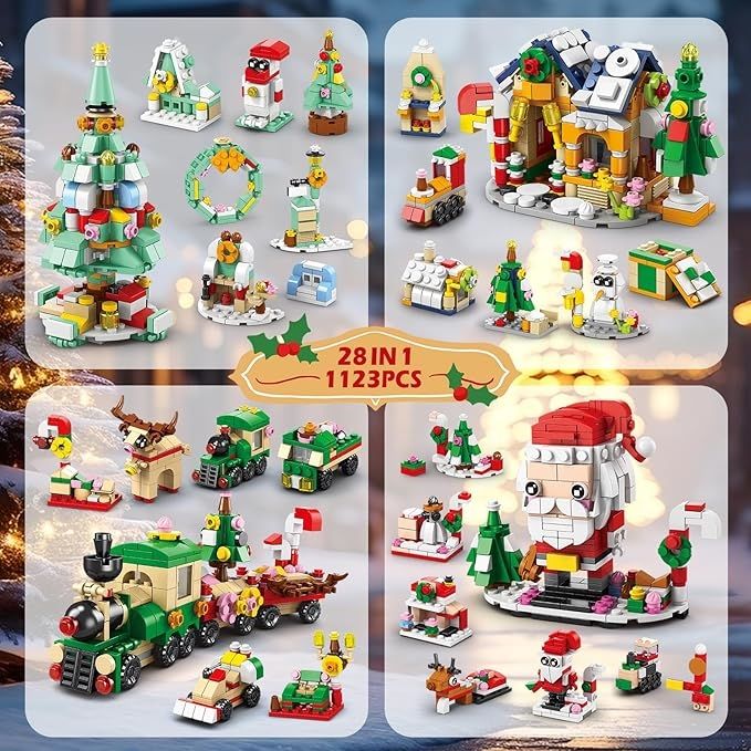Santa and Train Christmas Countdown Advent Calendar Building Blocks Set | 1123 PCS