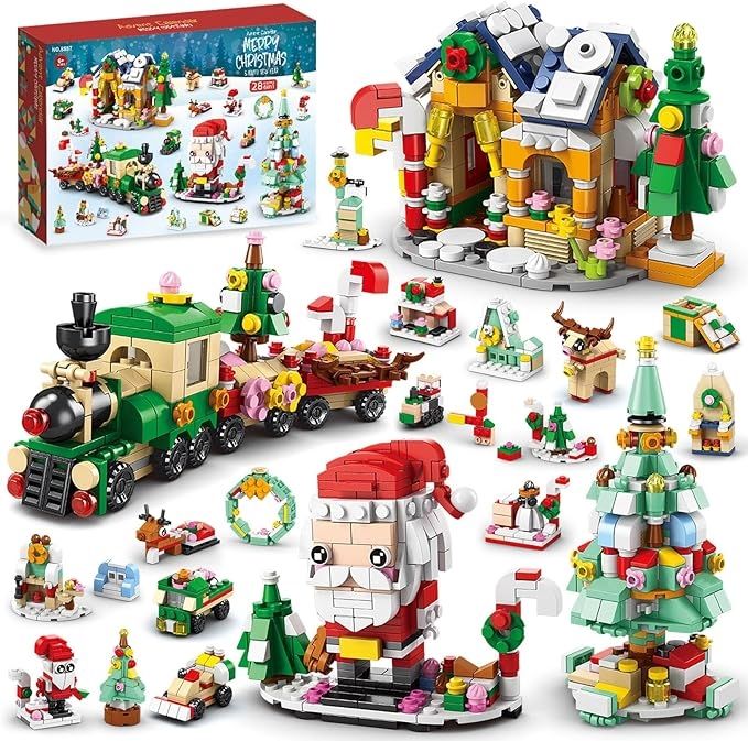 Santa and Train Christmas Countdown Advent Calendar Building Blocks Set | 1123 PCS