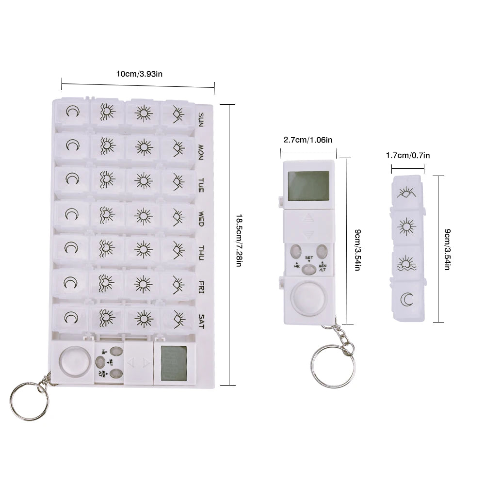 Smart Pill Box with Weekly Tracker and Alarm Alerts