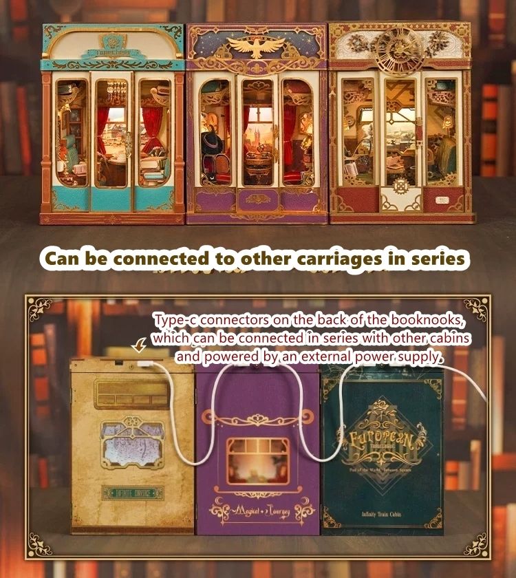 Steampunk Fantasy | Infinite Train Cabin DIY Book Nook Kit | Motion Scene