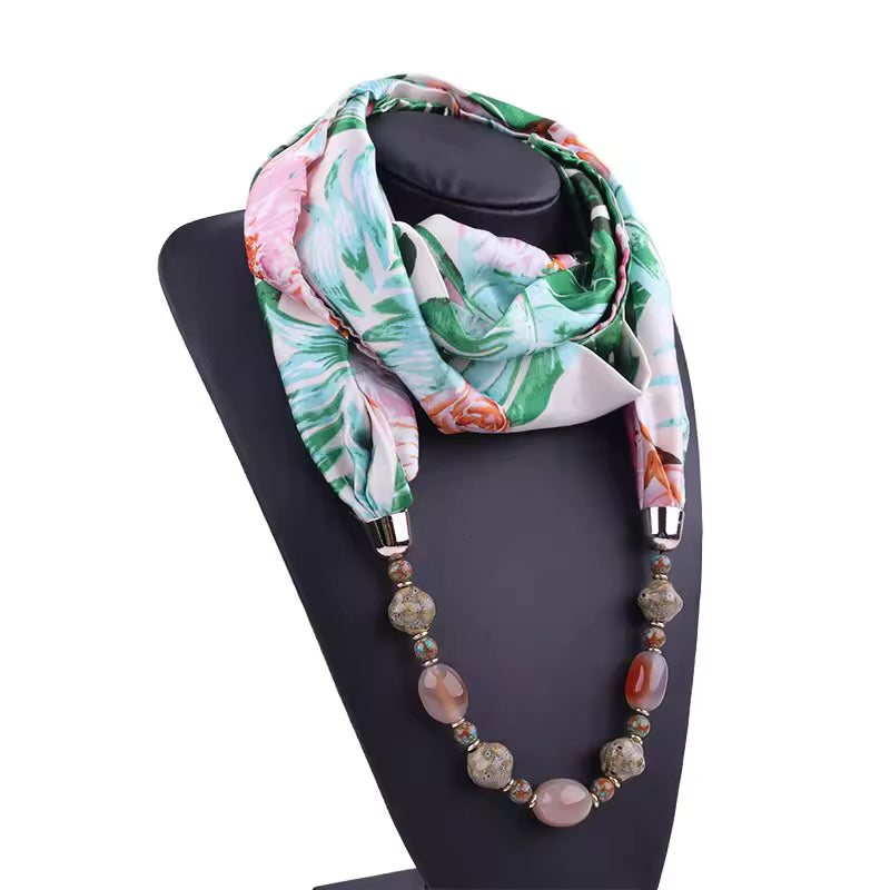 Hippie Earth-Tone Scarf Necklace