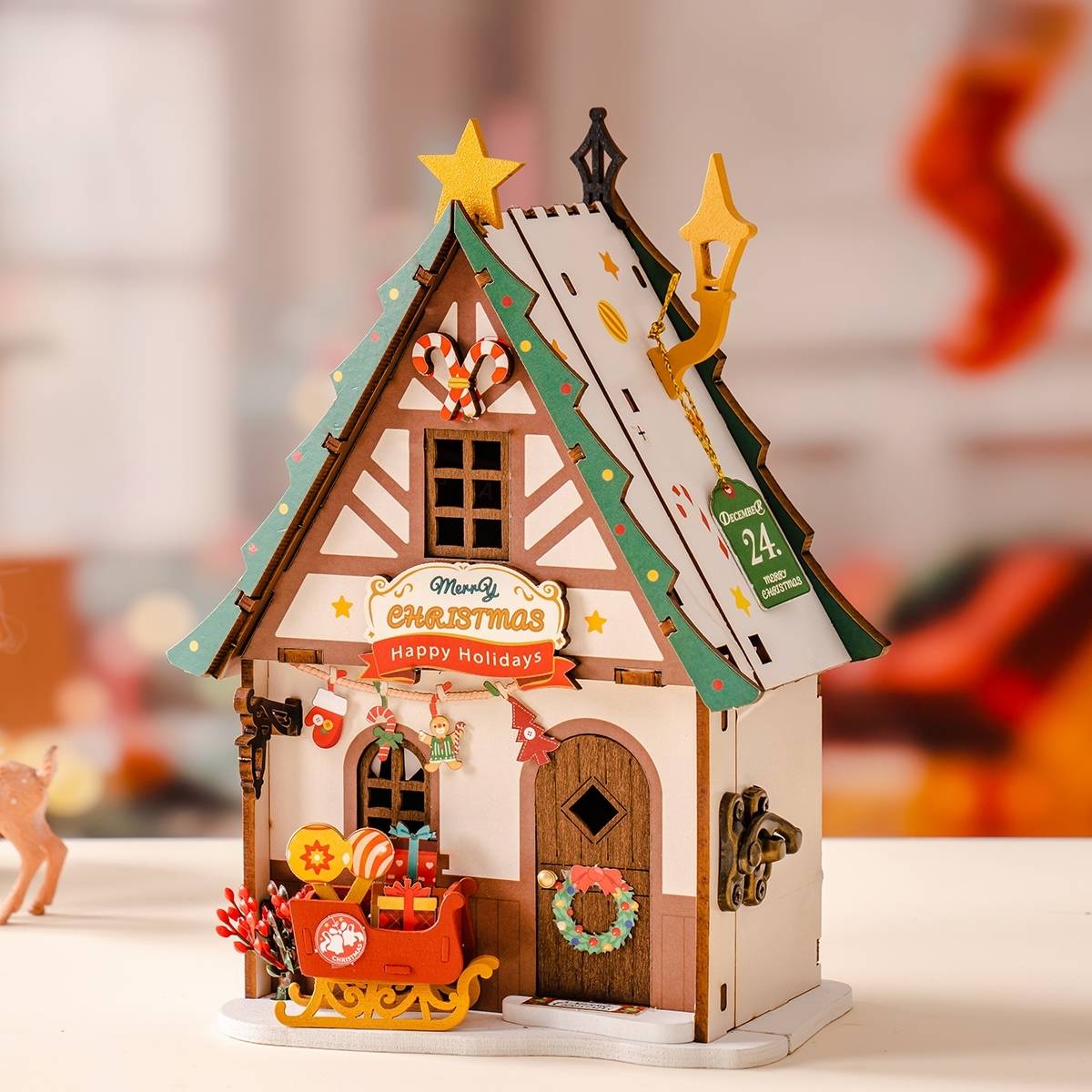 Twinkling Christmas House DIY Miniature House Kit
