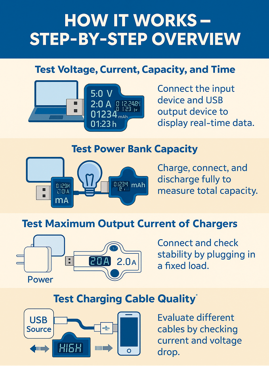 Portable Professional USB Power Analyzer Test Everything Related to Power