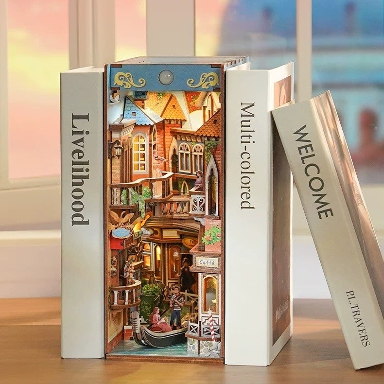 Venetian Dreams DIY Book Nook Kit | Miniature Bookshelf Insert