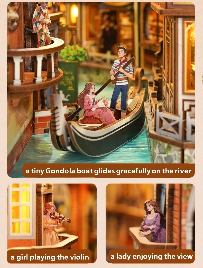 Venetian Dreams DIY Book Nook Kit | Miniature Bookshelf Insert