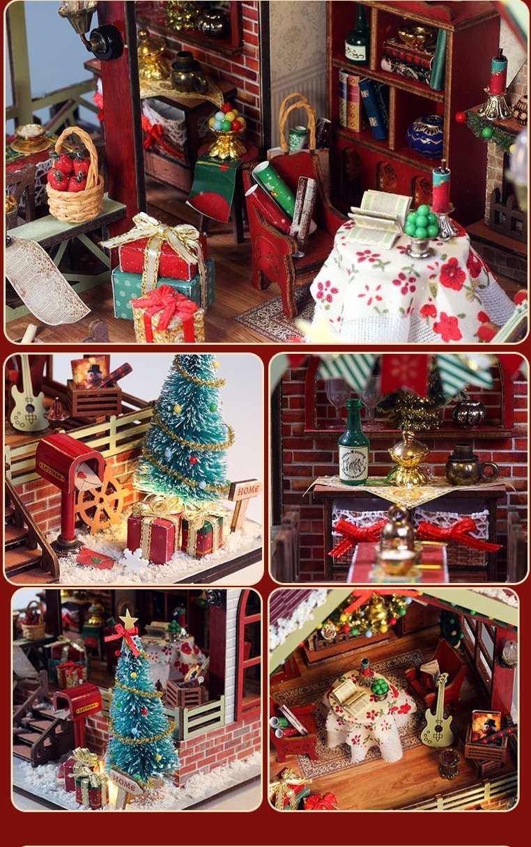 Warm Christmas Lodge DIY Miniature House Kit