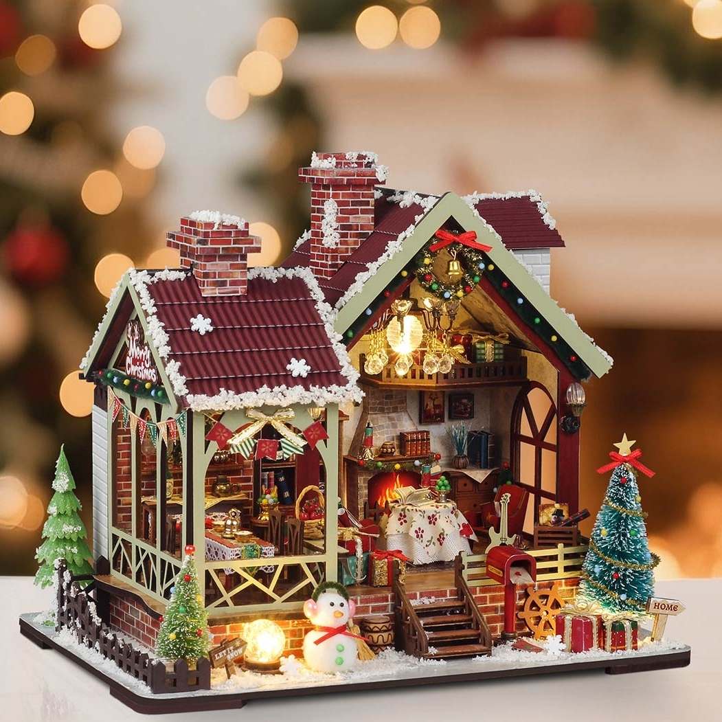 Warm Christmas Lodge DIY Miniature House Kit
