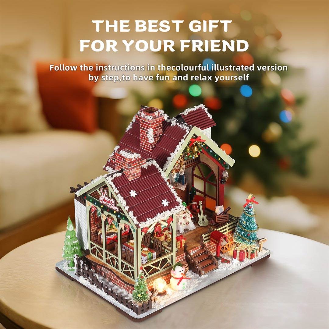 Warm Christmas Lodge DIY Miniature House Kit