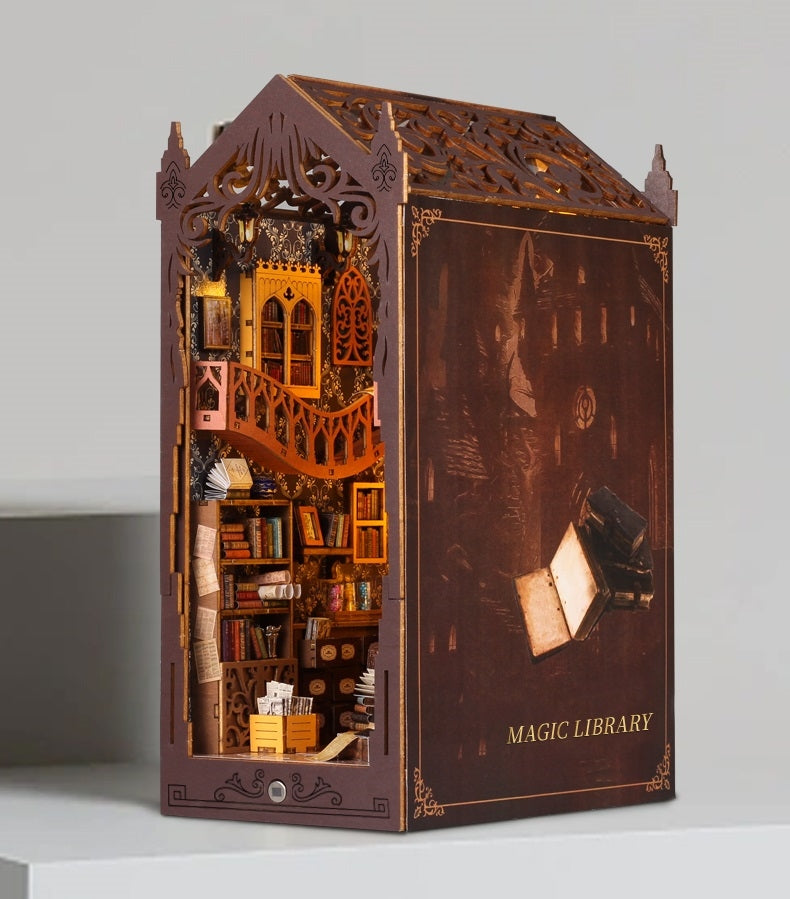 Magic Library DIY Book Nook Kit | 3D Wooden Puzzle Bookend