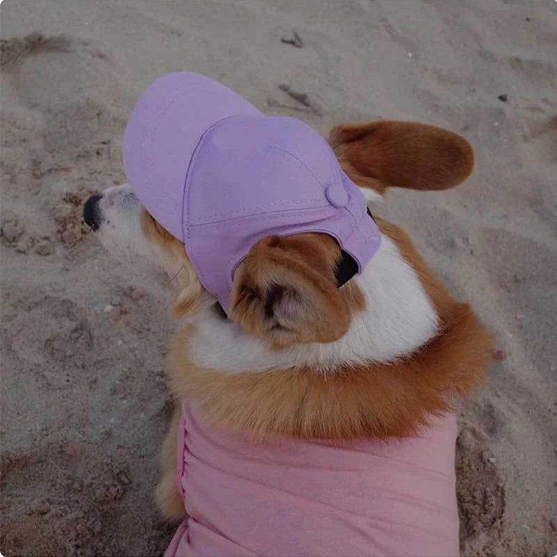 Adjustable Dog Sun Hat - Cute Ear-Out Summer Baseball Cap