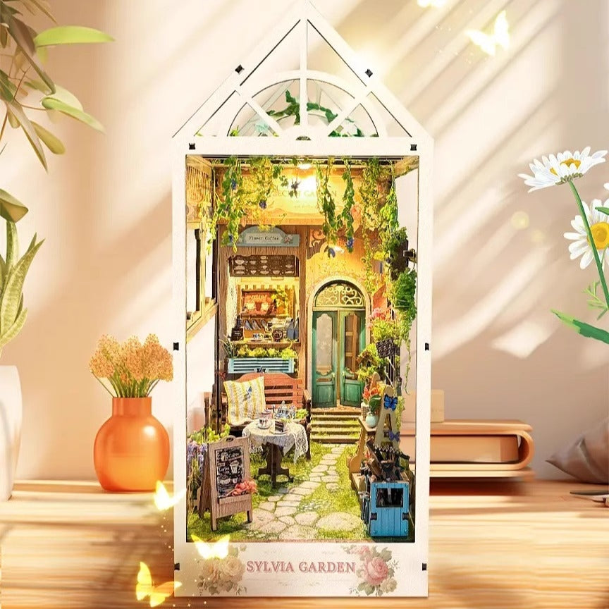 Sylvia Garden DIY Book Nook Kit | 3D Wooden Puzzle Bookend