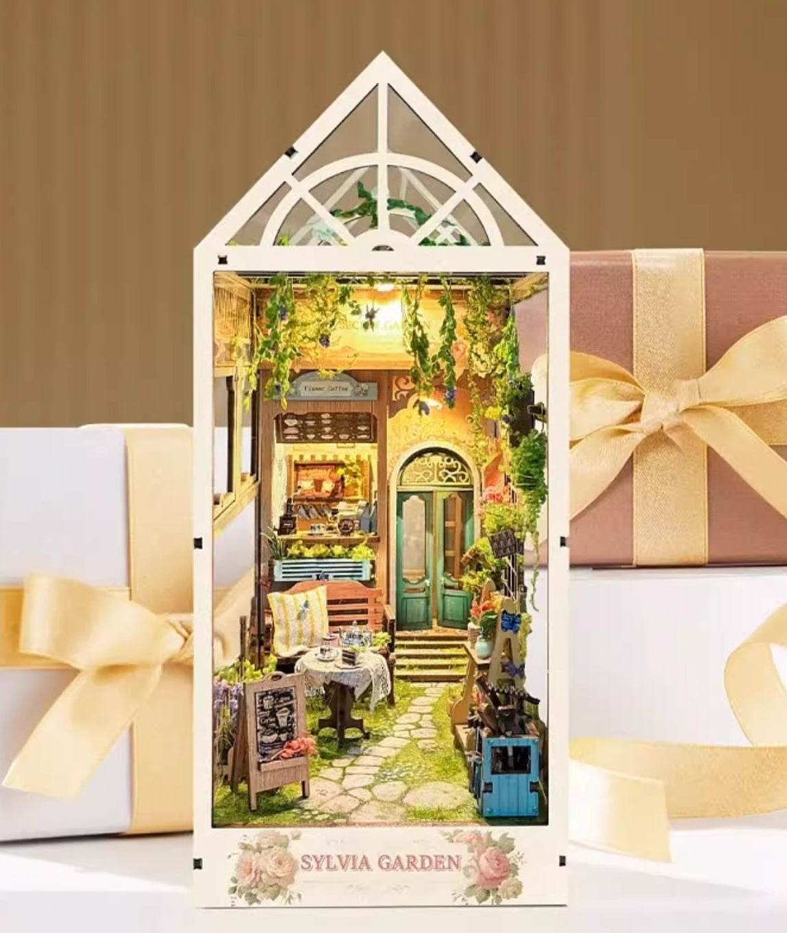 Sylvia Garden DIY Book Nook Kit | 3D Wooden Puzzle Bookend