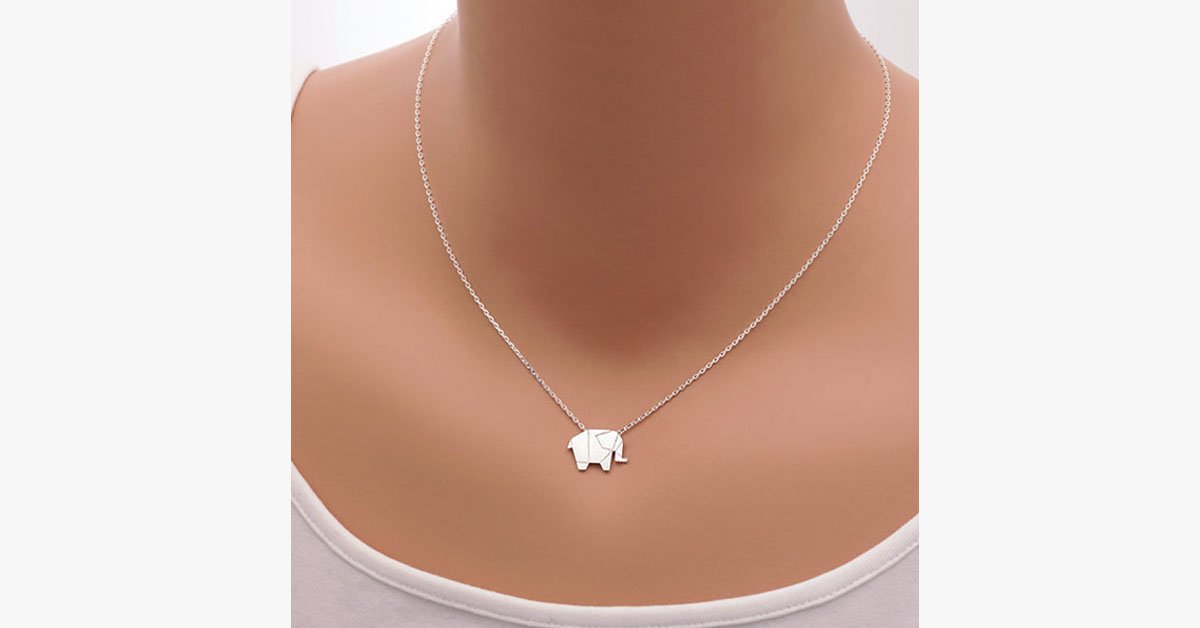 Geometric Origami Elephant Necklace