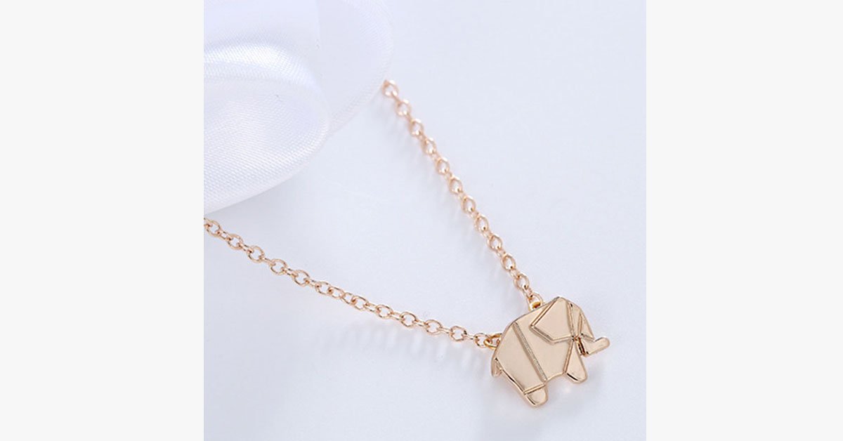 Geometric Origami Elephant Necklace