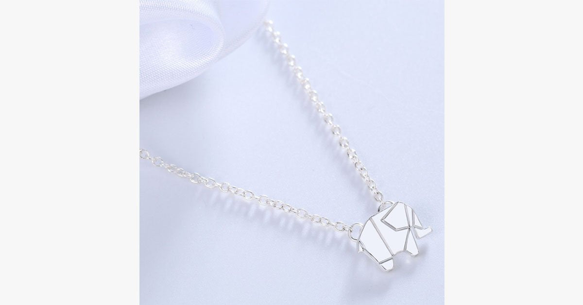 Geometric Origami Elephant Necklace