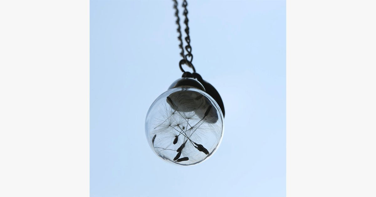Natural Dandelion Seeds Wish Pendant