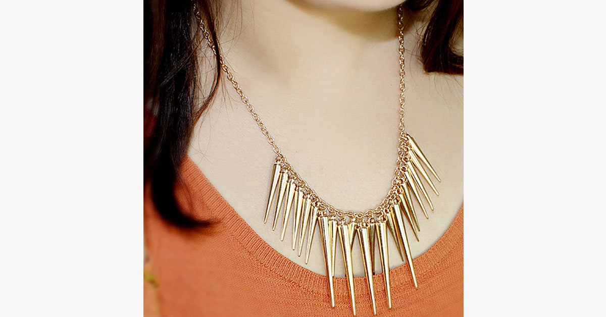 Gold Spike Statement Necklace