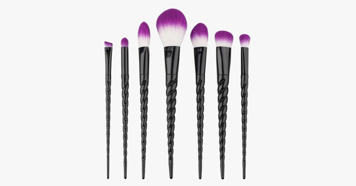 Black Unicorn Makeup Brush Set of 7 Brushes – For the Perfect Blending
