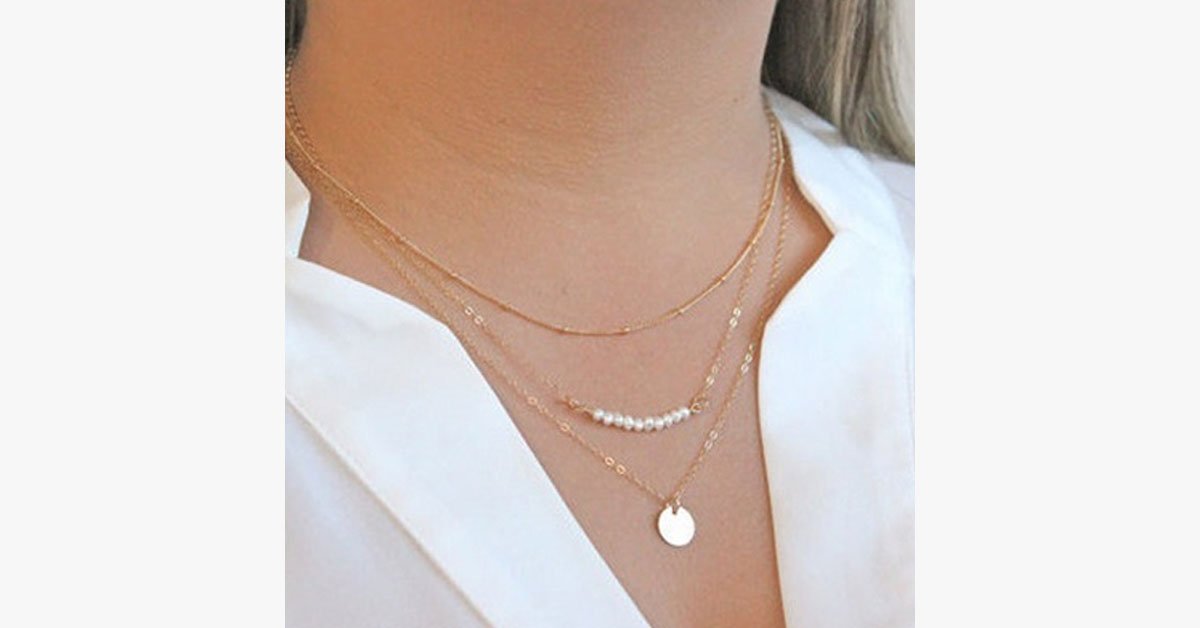 Three Layer Pearl Circle Necklace