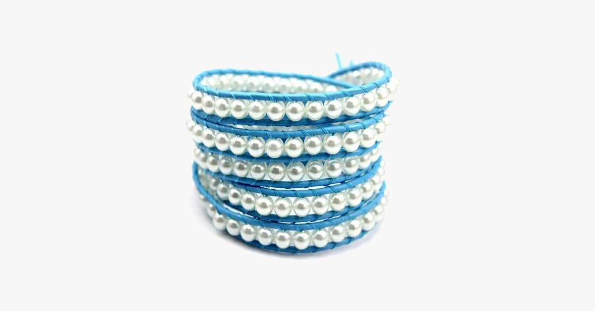 Blue Pearl Wrap Bracelet
