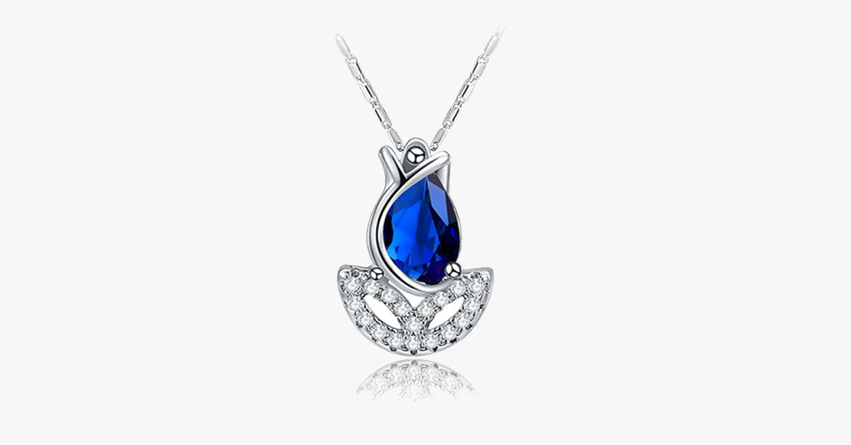 Blue Rose Flower Necklace