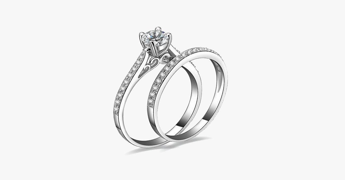 Charm Silver Crystal Couples Rings
