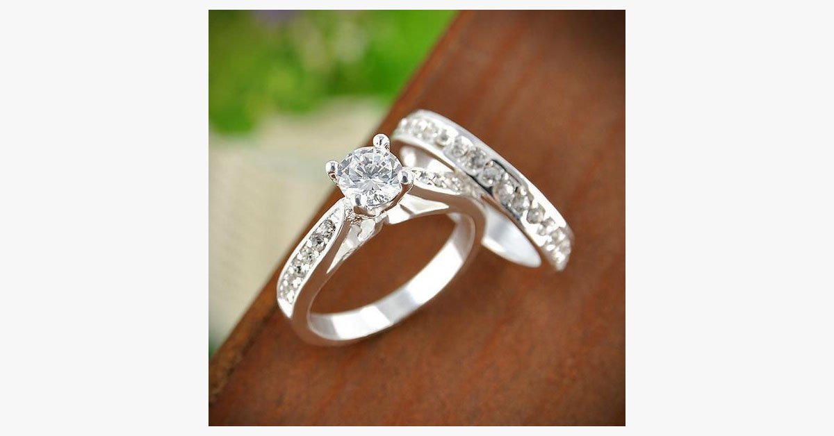 Charm Silver Crystal Couples Rings