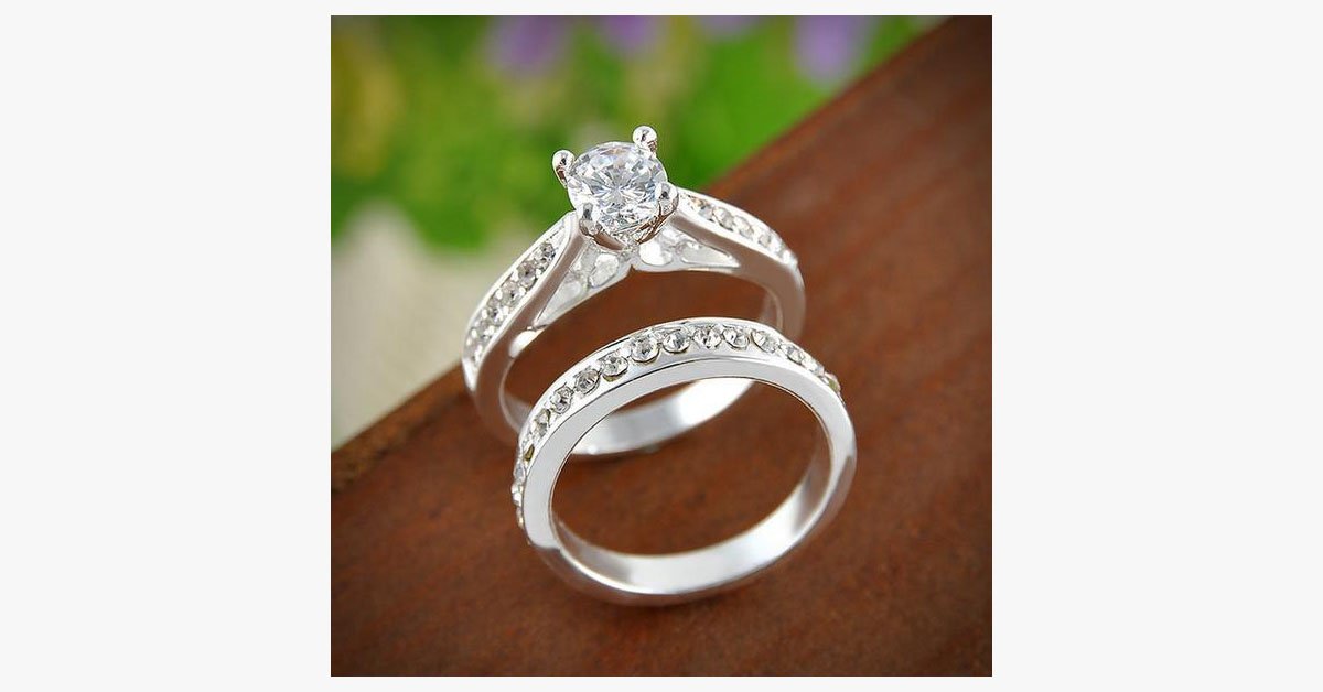 Charm Silver Crystal Couples Rings