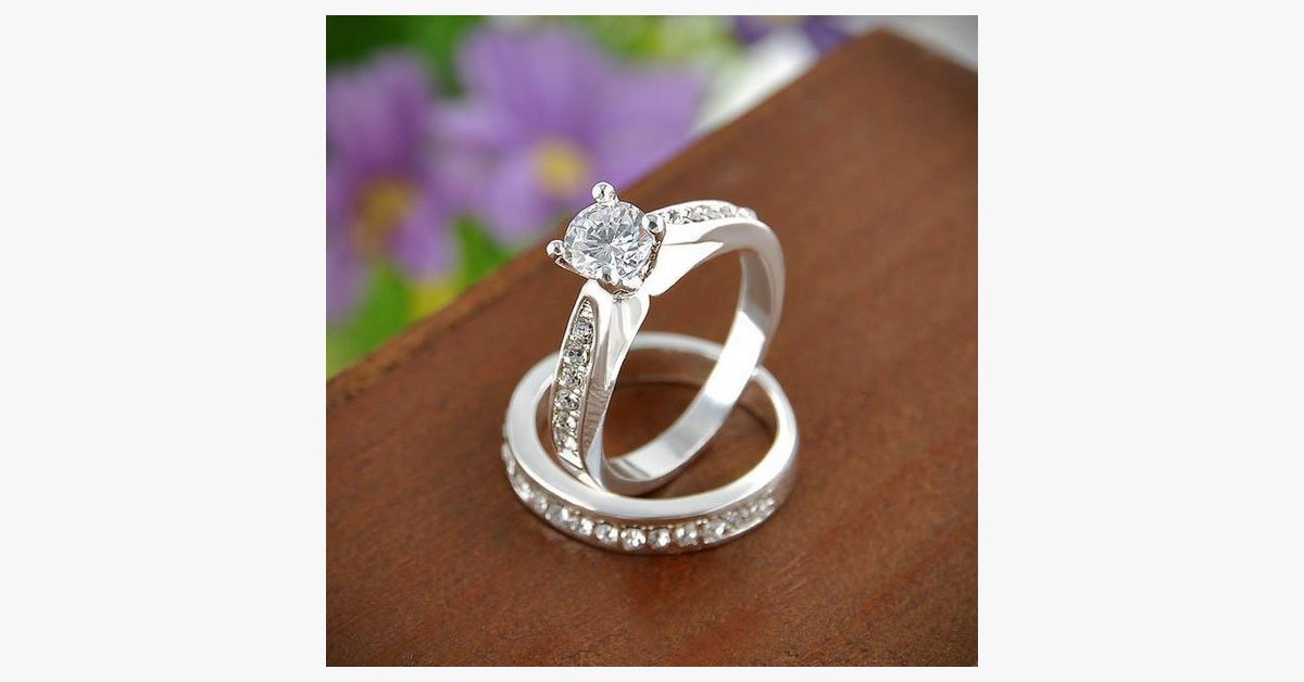 Charm Silver Crystal Couples Rings
