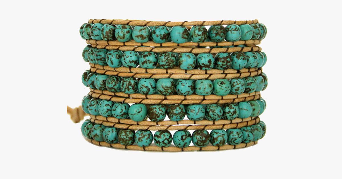 Natural Turquoise Stone Wrap Bracelet