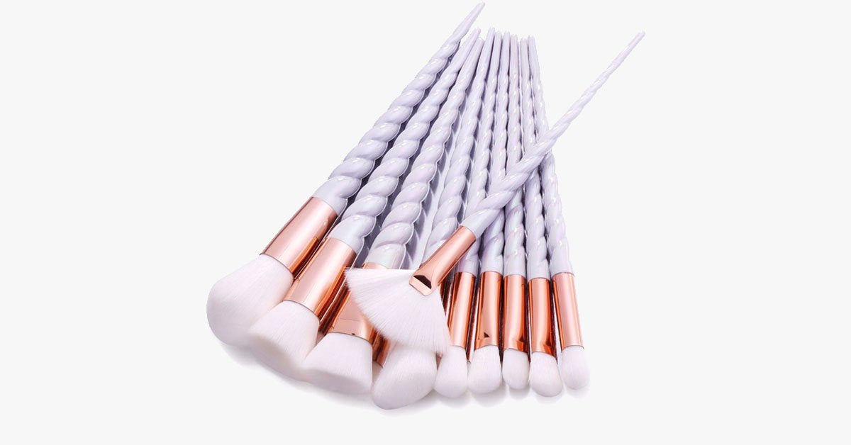 Professional 10 Piece Unicorn Brush Set – Add Some Colors and Plenty of Bling To Your Makeup Set