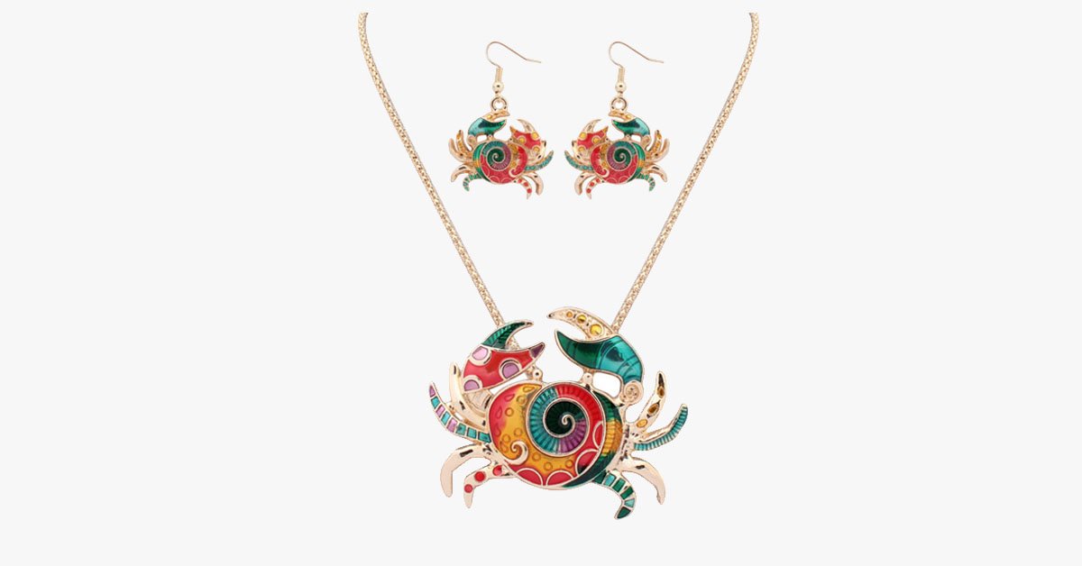 Cute Crab Hippie Pendant Set