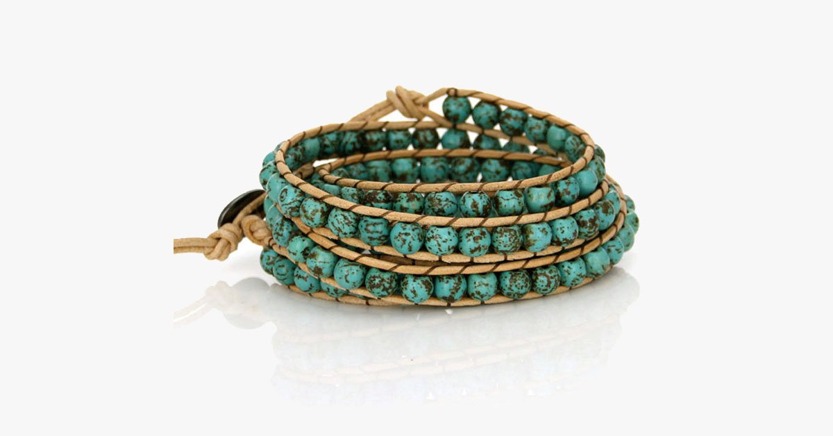 Natural Turquoise Stone Wrap Bracelet