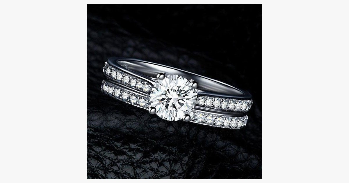 Charm Silver Crystal Couples Rings