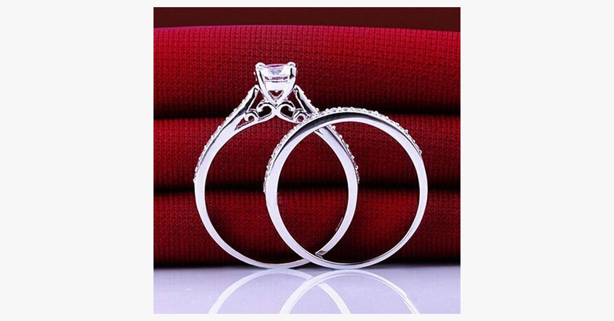Charm Silver Crystal Couples Rings