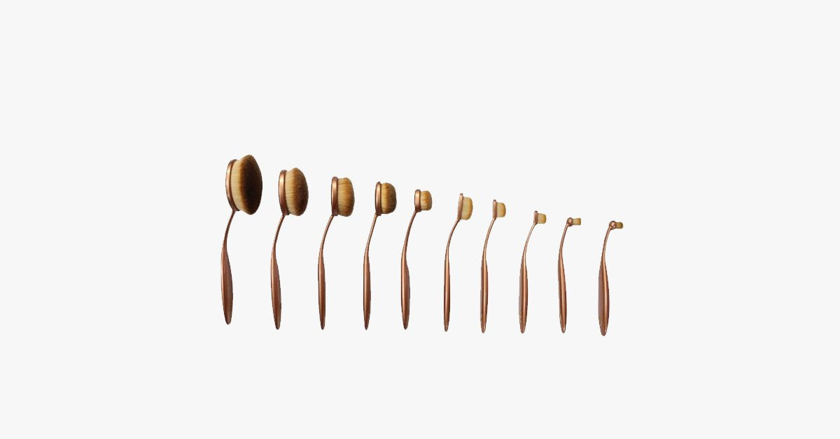 'The Midas Touch' 10 Piece Oval Brush Set