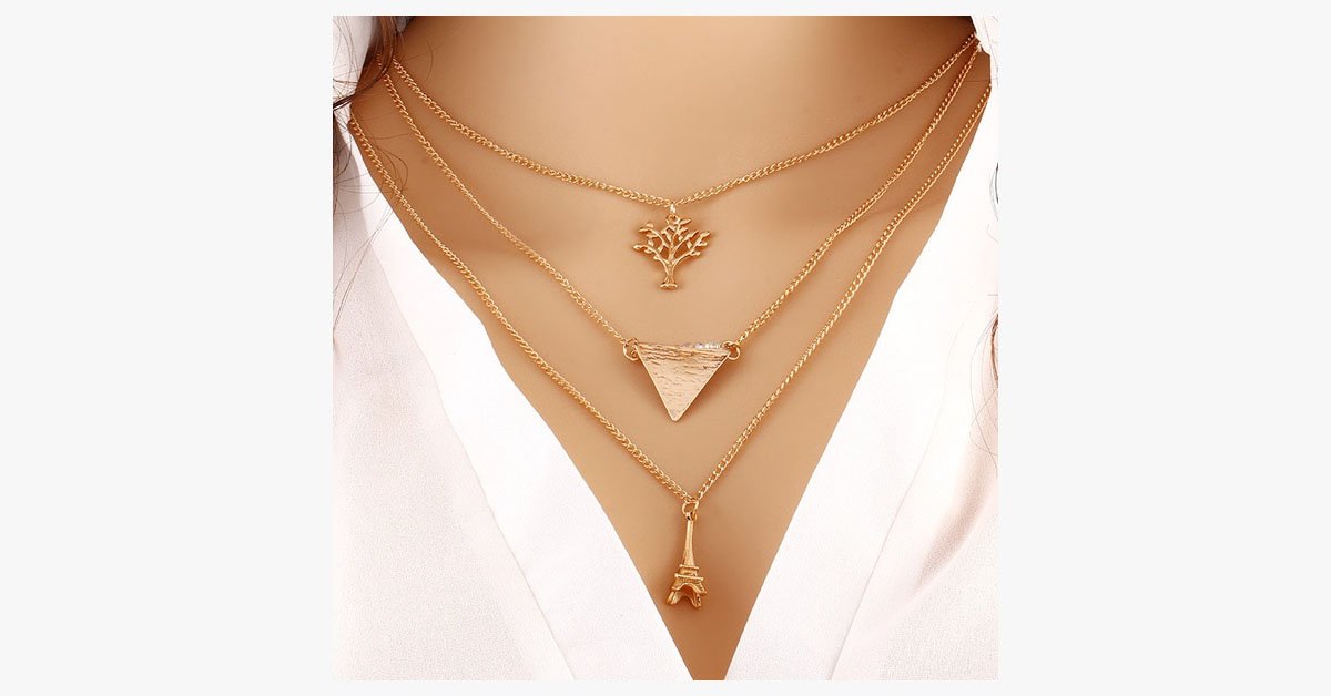 Eiffel Tower Triangle Bar Necklace