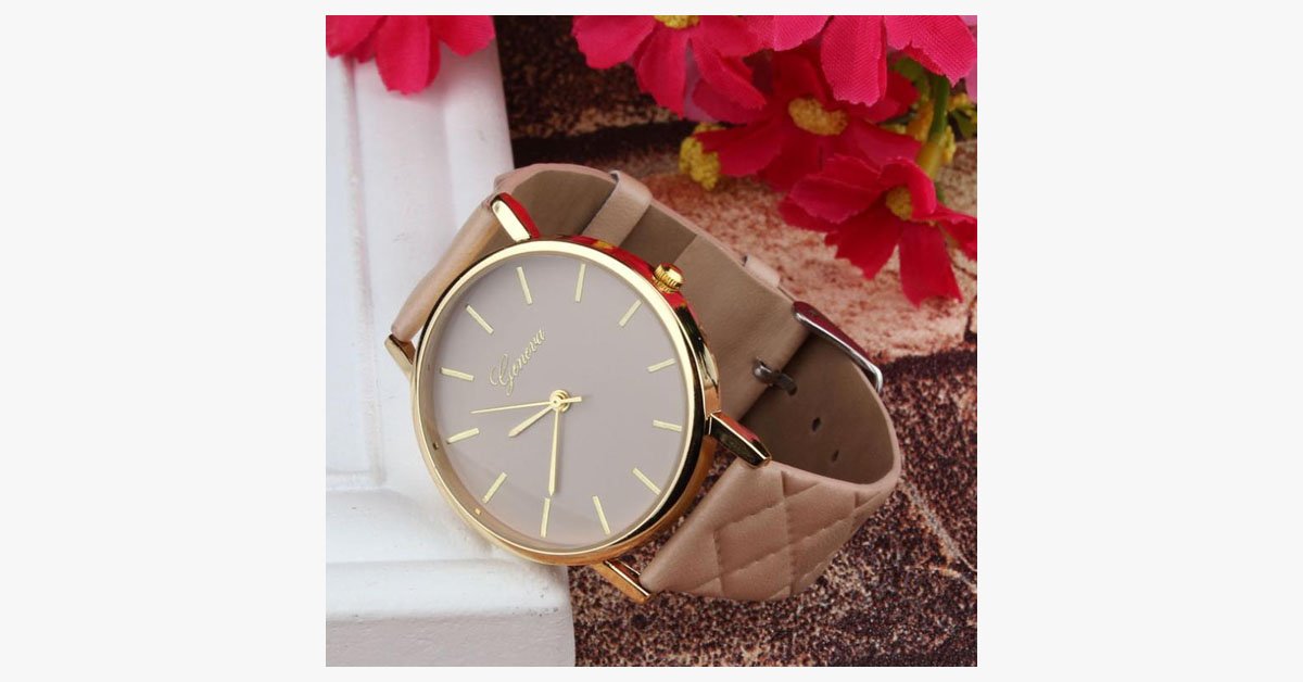 Checkers Faux Leather Watch