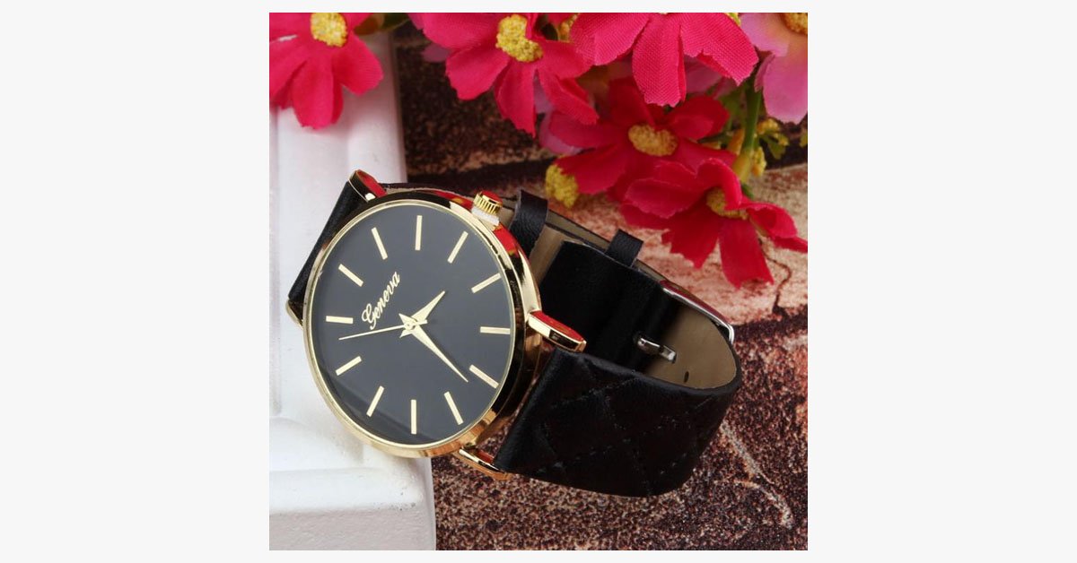 Checkers Faux Leather Watch