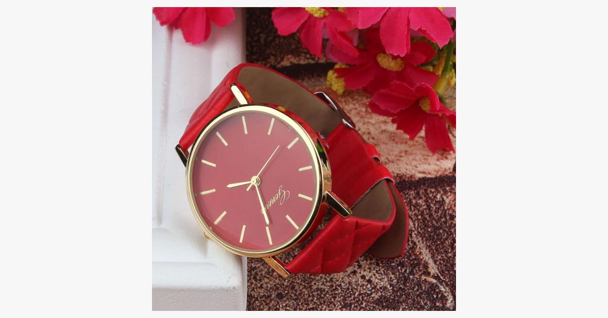 Checkers Faux Leather Watch
