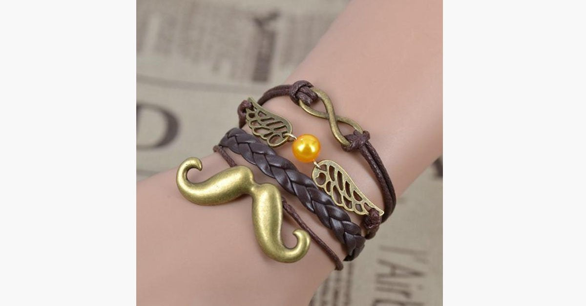 Infinity Angel Mustache Bracelet