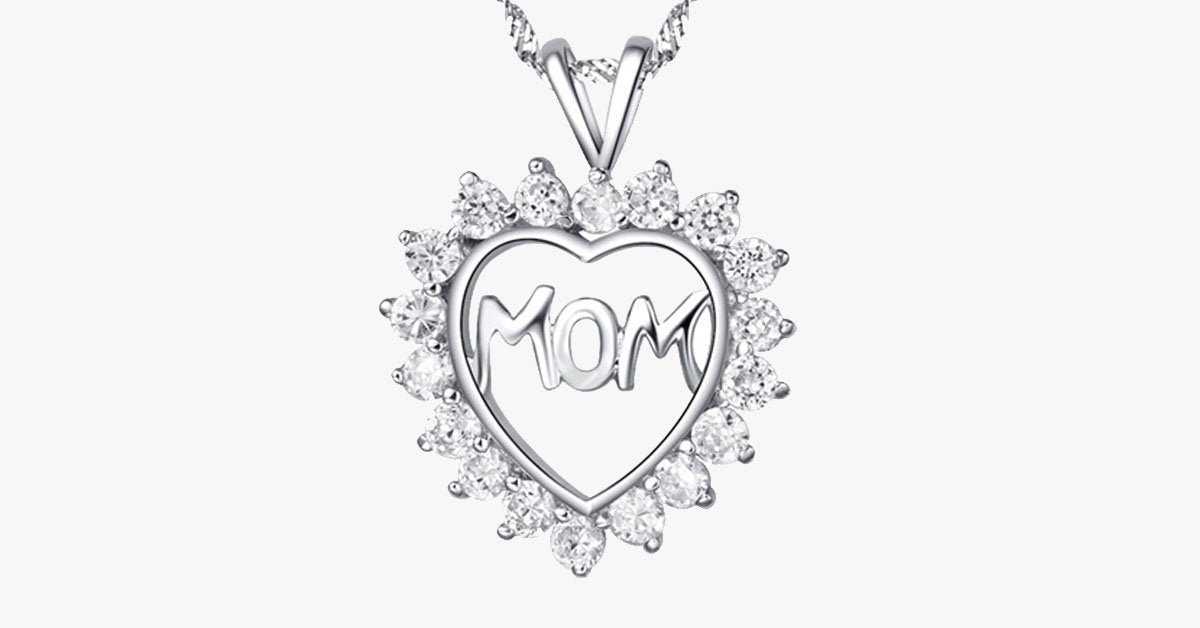 Mom's CZ Heart Pendant