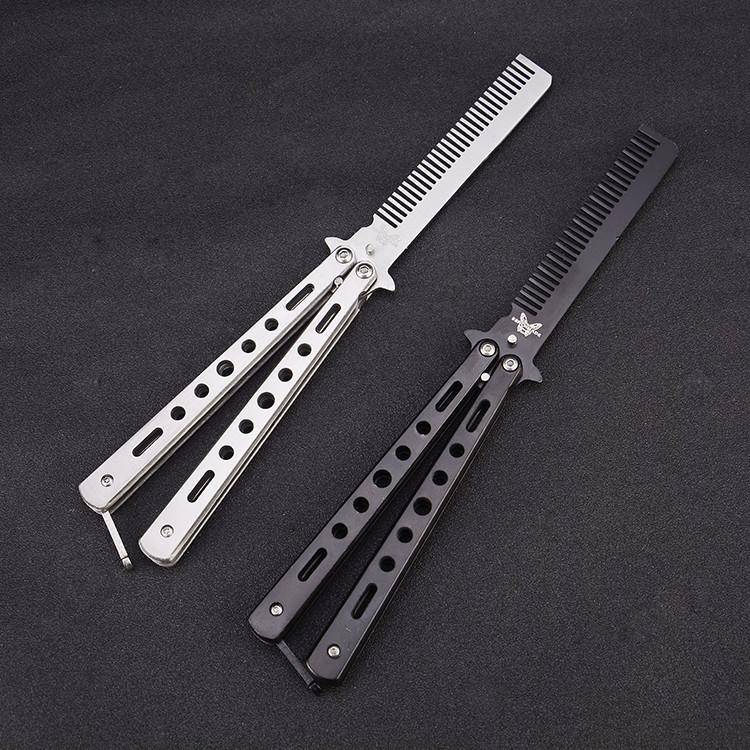 Stainless Steel Butterfly Knife Comb, Also An Outdoor Camping Practice Comb & Knife Without Blades