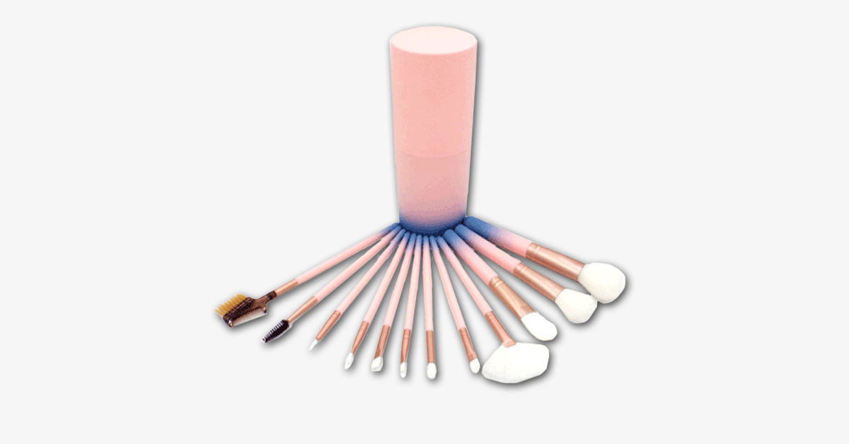 12 Piece Pink Ombre Brush Set – Brush on Makeup Like a Professional!
