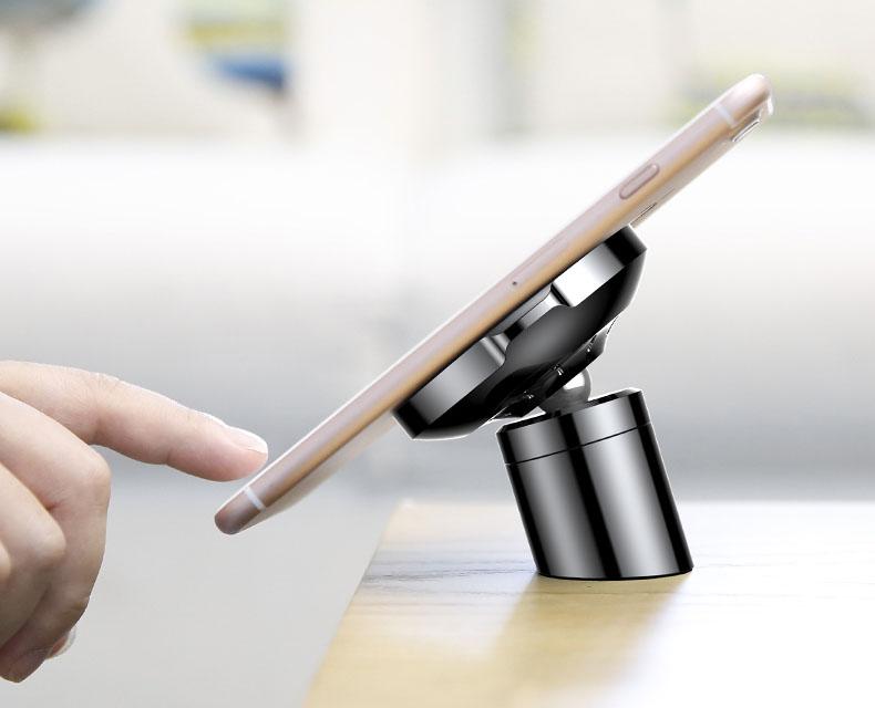 Sleek 360° Magnetic Car Mount with QI Wireless Charging